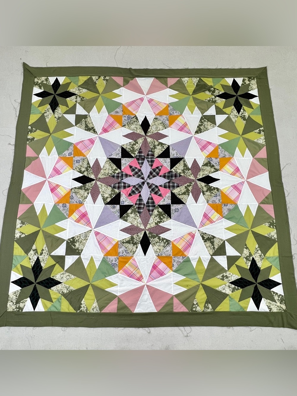 Rainbow Alaska 100%Cotton Queen size Patchwork Quilt Top/Topper